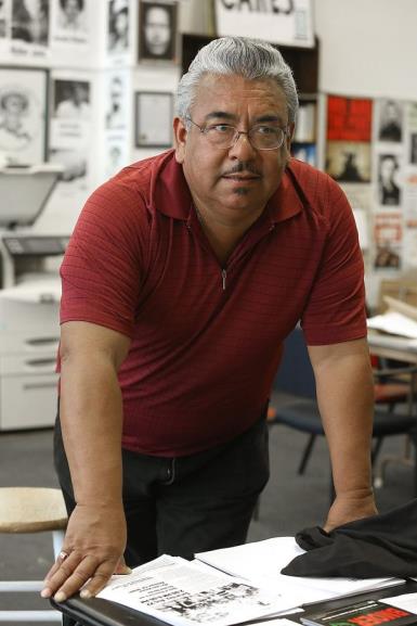 Andres Soto talks about Richmond rents in his office in downtown Richmond, Calif., on Monday, July 27, 2015. Soto founded Richmond Progressive Alliance 10 years ago leading the campaign for rent control intending to shield longtime residents from displacement. Photo: Liz Hafalia, The Chronicle