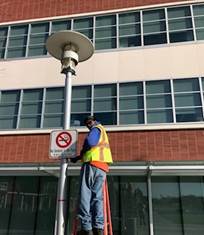 Civic Center Plaza install of all new No Smoking Signs