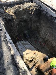 Pilot hole for new sewer line at easements Florida
